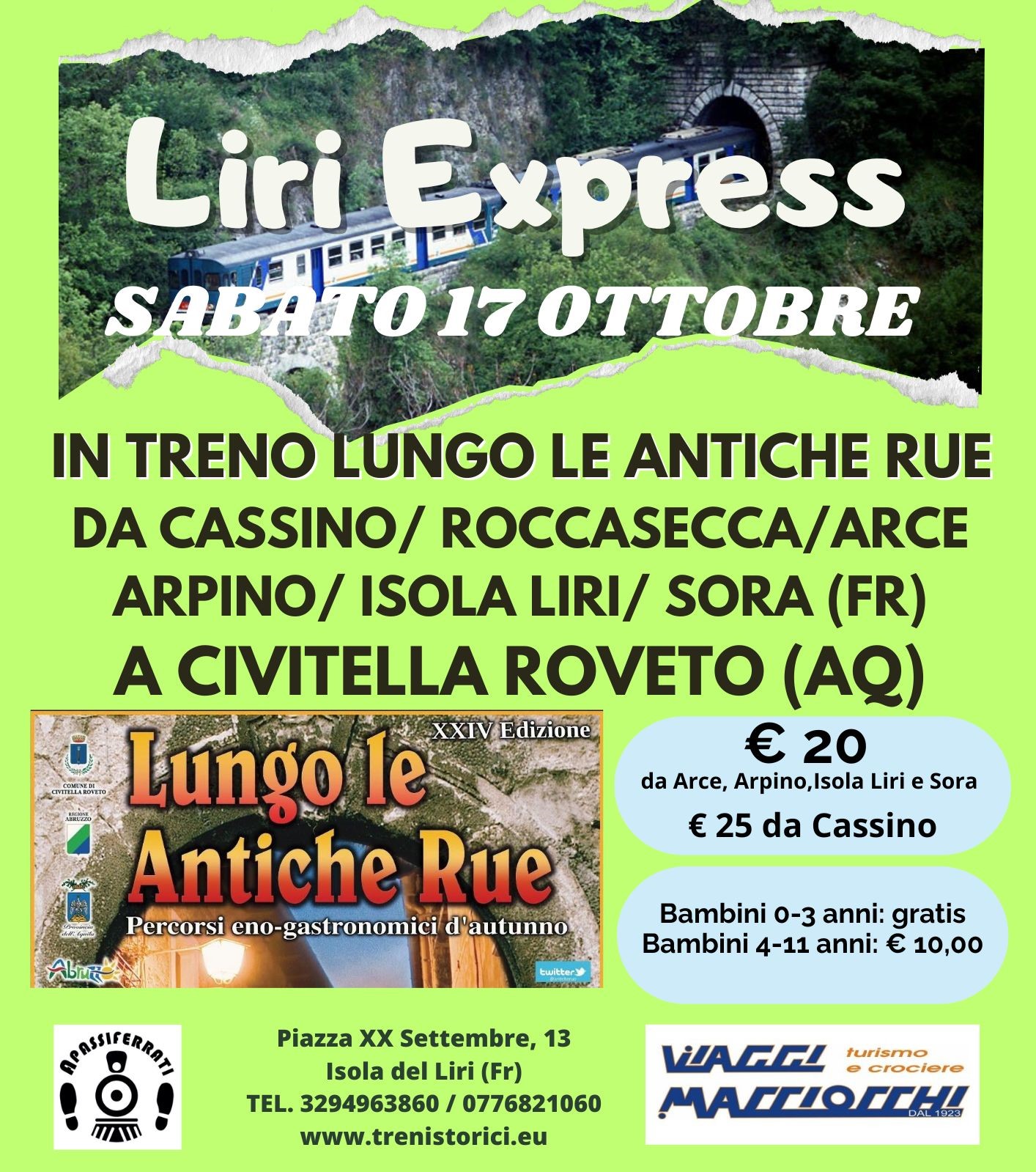 IN TRENO LUNGO LE ANTICHE RUE DELLA VALLE ROVETO